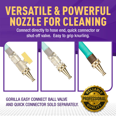 GORILLA EASY CONNECT SOLID BRASS SWEEPER NOZZLE 2" GARDENING GARDEN HOSE ACCESSORY