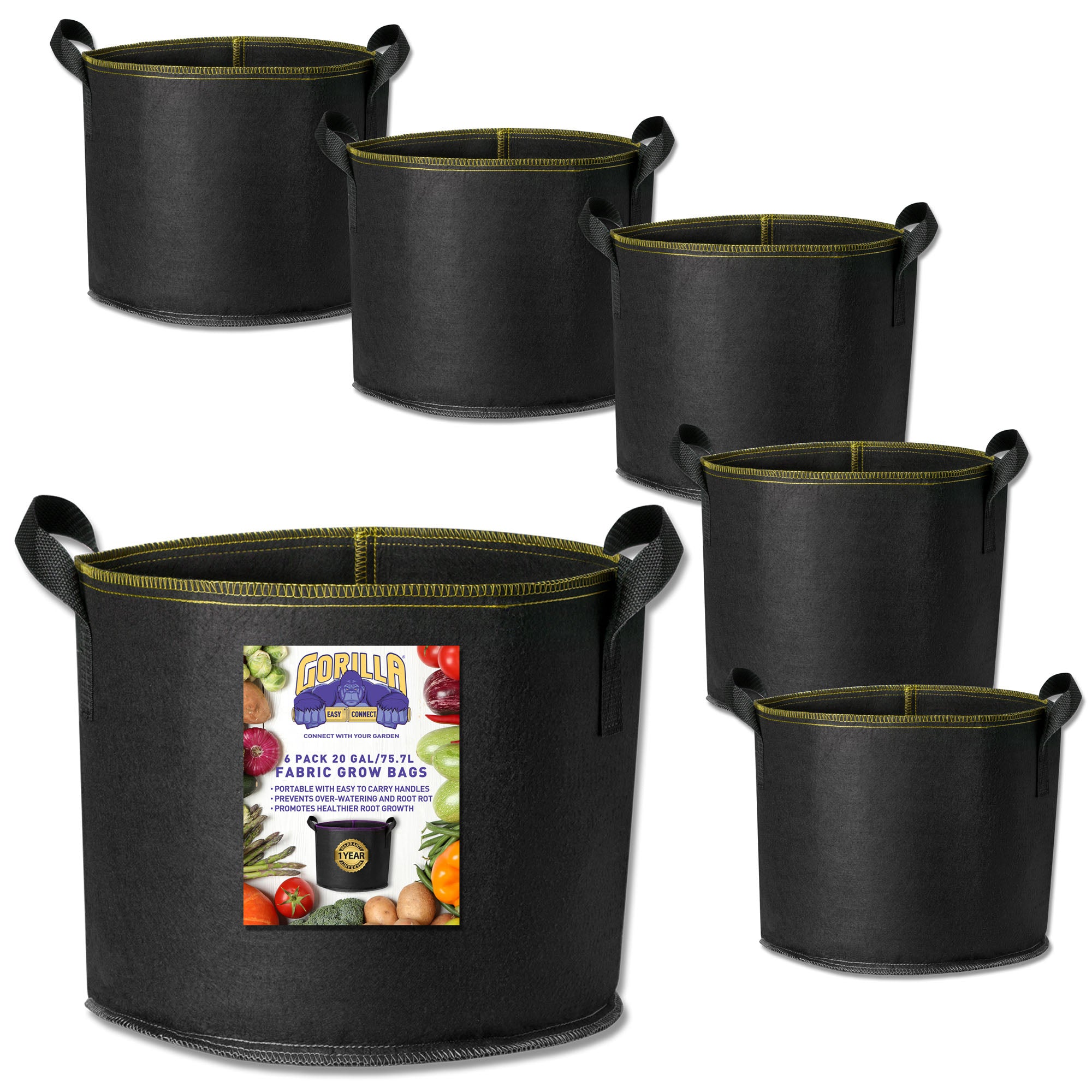 GORILLA EASY CONNECT 20 GALLON GARDEN GROW BAGS