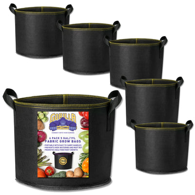 GORILLA EASY CONNECT Thickened Non-Woven Garden Grow Bags (6 Pack)